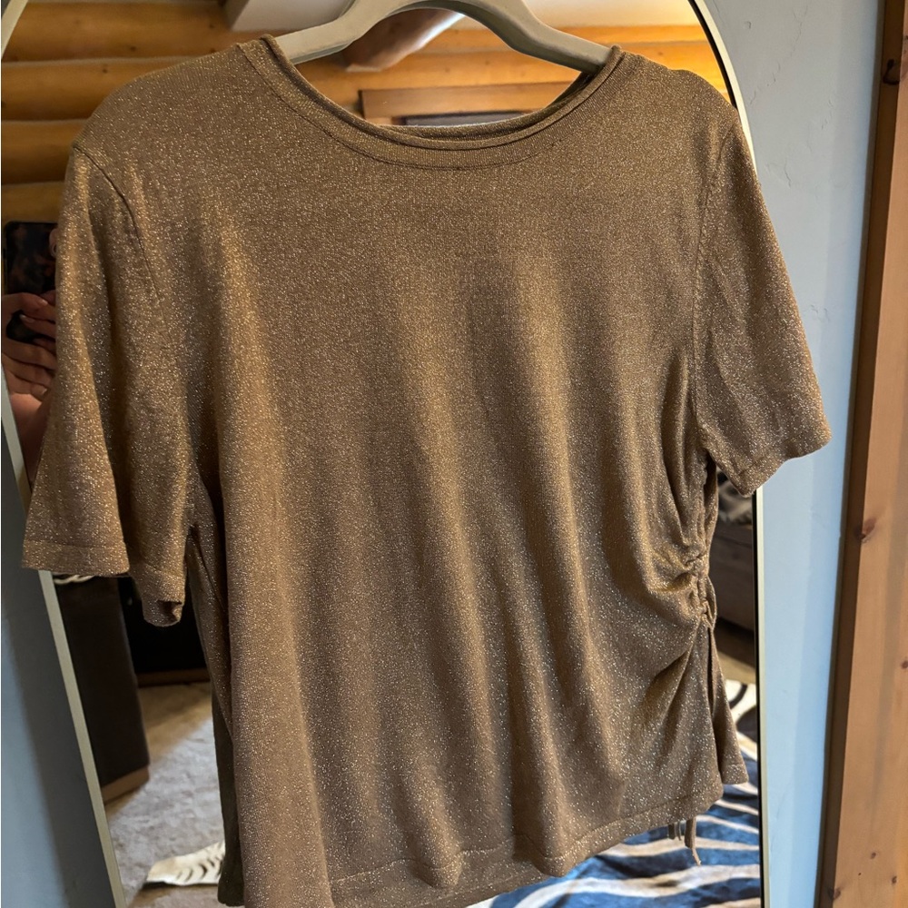 Anthropologie Metallic Gold Top